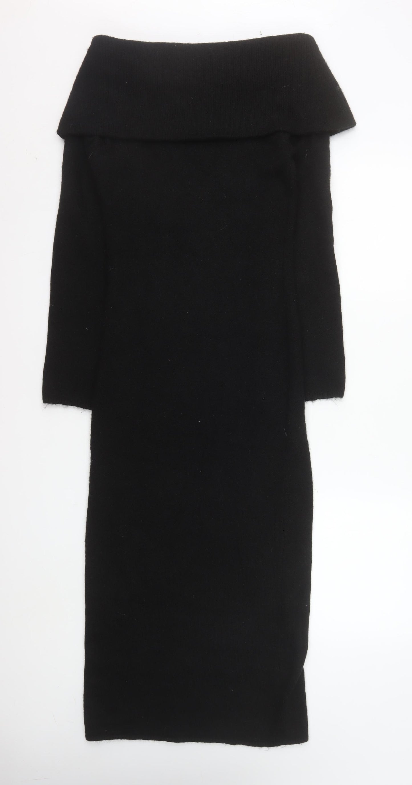H&M Women’s Black Off Shoulder Knit Bodycon Midi Dress XS