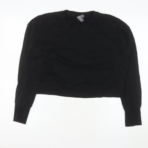 Sweaty Betty Women's Black Cropped Long Sleeve Jersey Top Size S