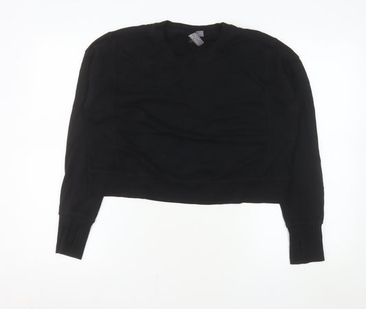 Sweaty Betty Women's Black Cropped Long Sleeve Jersey Top Size S