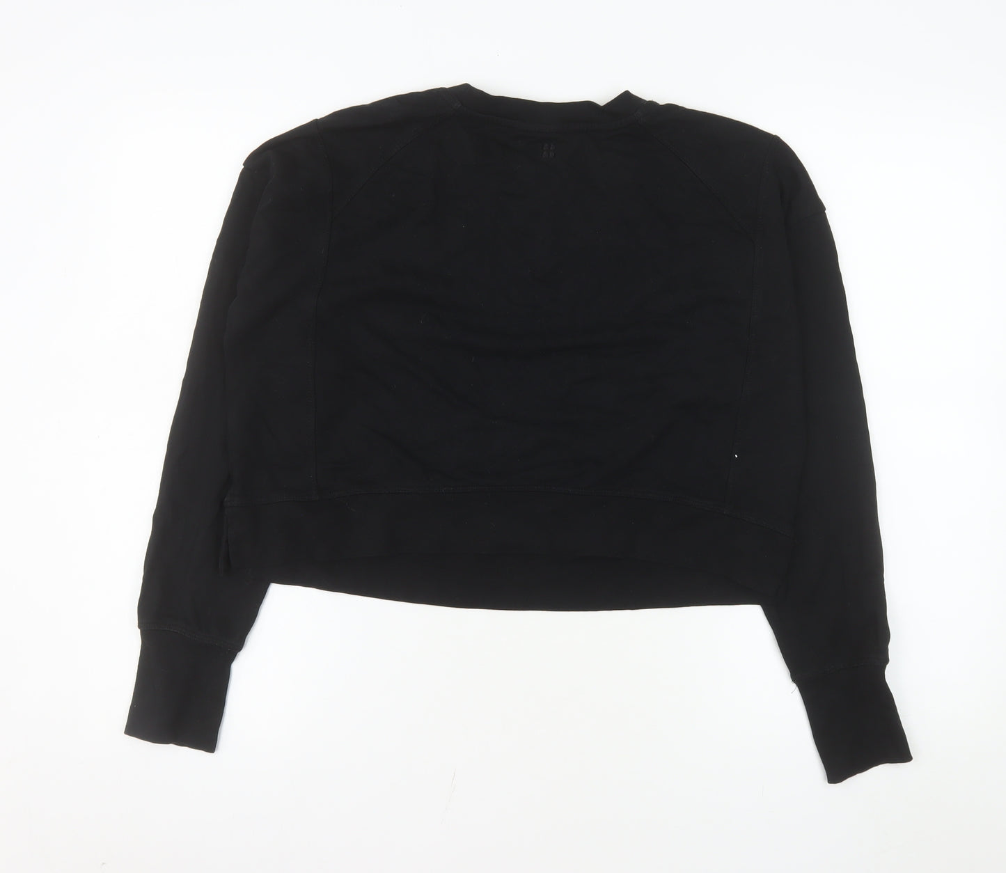 Sweaty Betty Women's Black Cropped Long Sleeve Jersey Top Size S