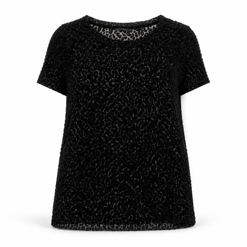 Next Womens Black Velvet Animal Print T-Shirt Size 16