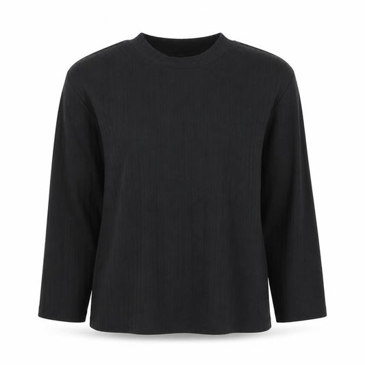 Front view of Only Maternity Black Mock Neck Long Sleeve Jersey Top, size L