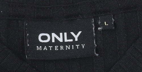 ONLY Maternity Black Mock Neck Long Sleeve Jersey Top Size L