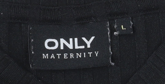 ONLY Maternity Black Mock Neck Long Sleeve Jersey Top Size L
