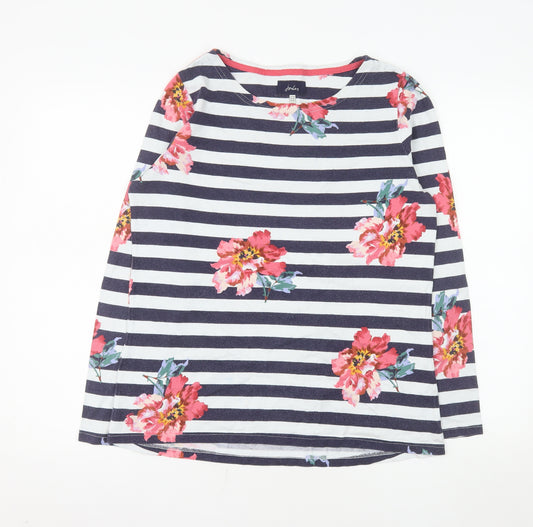 Joules Women’s Multicoloured Floral Stripe Cotton Top Size 14