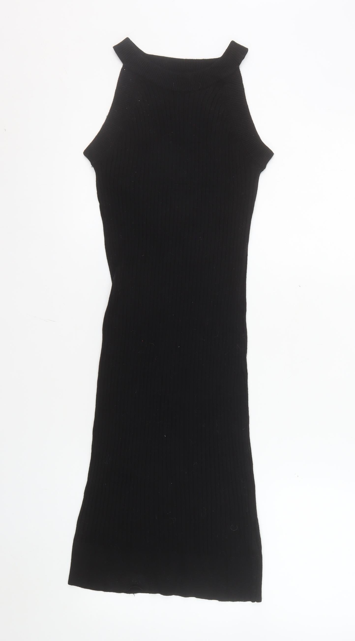 Brave Soul Women's Black Midi Bodycon Sleeveless Knit Dress M