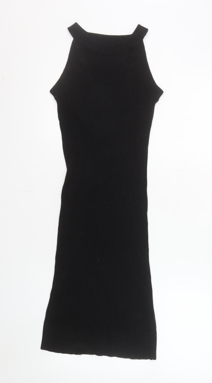 Brave Soul Women's Black Midi Bodycon Sleeveless Knit Dress M