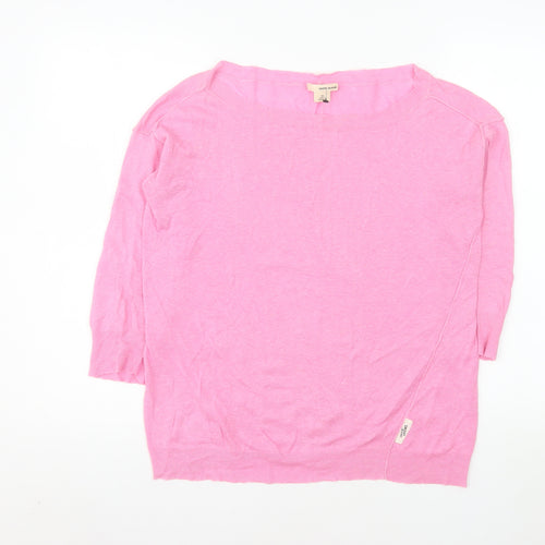 DKNY Jeans Women's Pink Linen Blend 3/4 Sleeve Basic Blouse XS