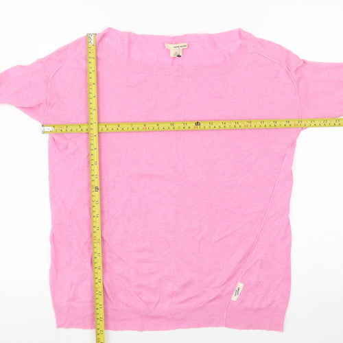 DKNY Jeans Women's Pink Linen Blend 3/4 Sleeve Basic Blouse XS