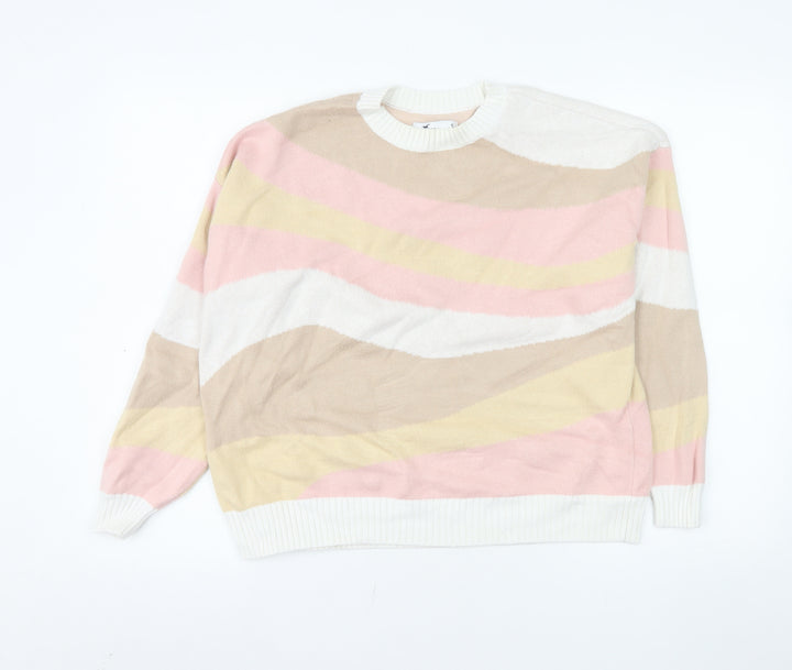 Hollister Women’s Multicoloured Crew Neck Knit Pullover Jumper Size S