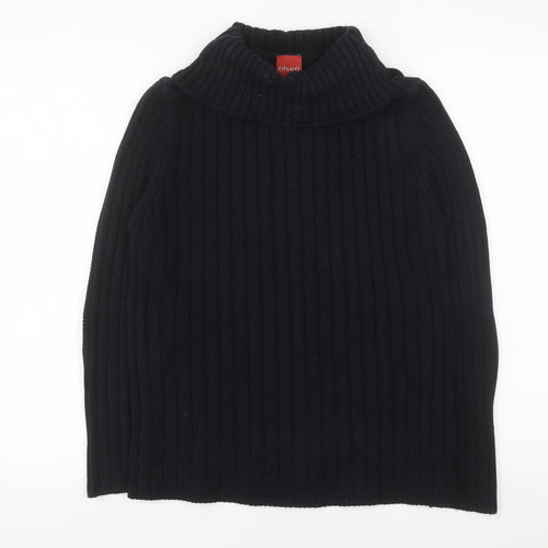 Olsen Women's Black Roll Neck Ribbed Knit Jumper Size 16
