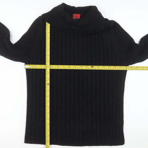 Olsen Women's Black Roll Neck Ribbed Knit Jumper Size 16