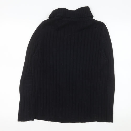 Olsen Women's Black Roll Neck Ribbed Knit Jumper Size 16