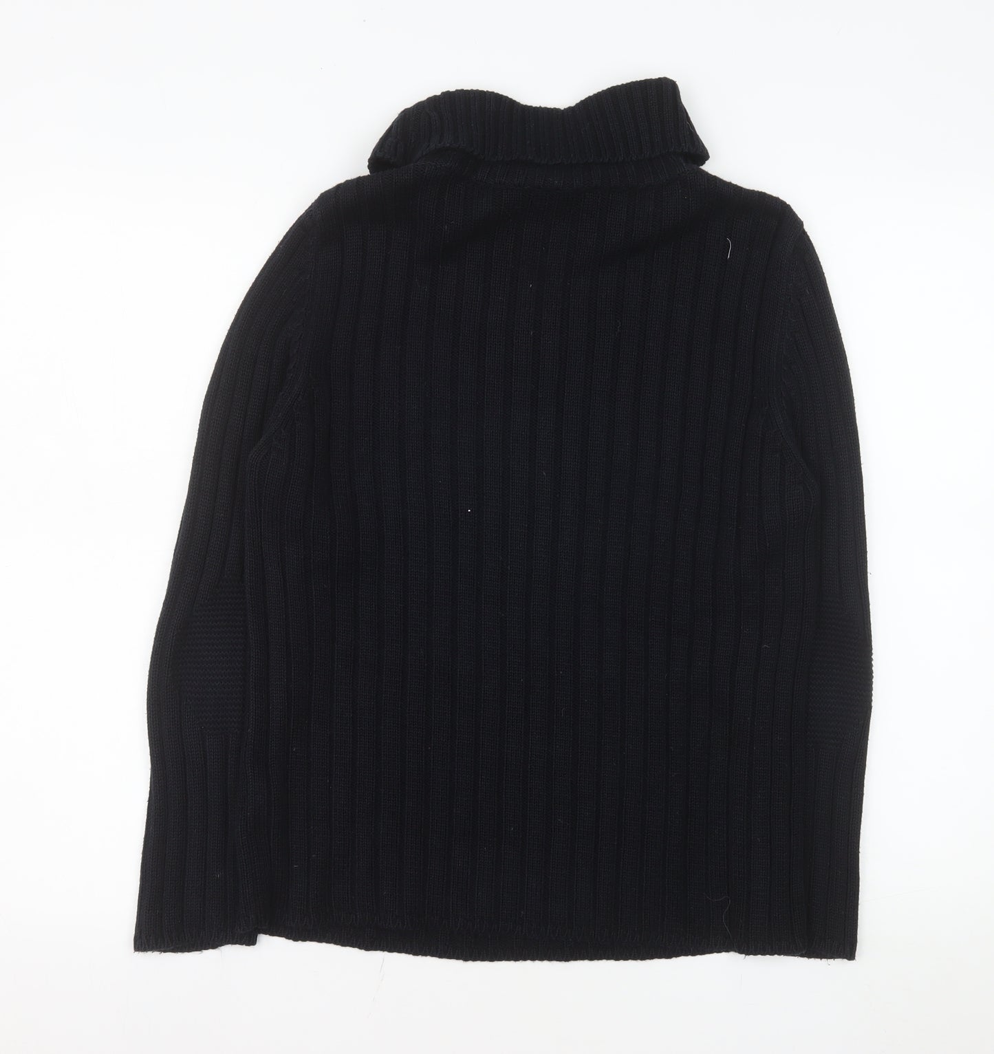 Olsen Women's Black Roll Neck Ribbed Knit Jumper Size 16