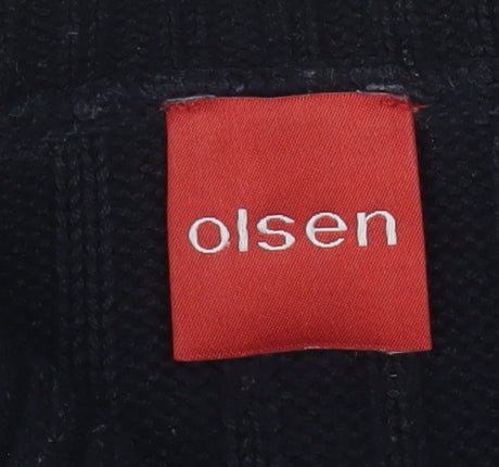 Olsen Women's Black Roll Neck Ribbed Knit Jumper Size 16