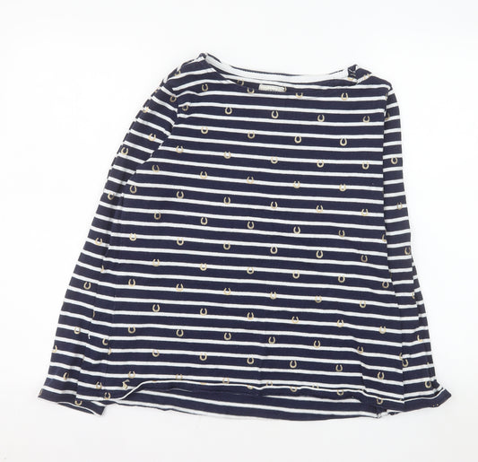 Joules Women Blue Striped Nautical Cotton Long Sleeve Top Size 14