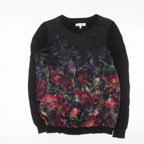 RJR John Rocha Women's Black Floral Long Sleeve Tunic Blouse Size 8