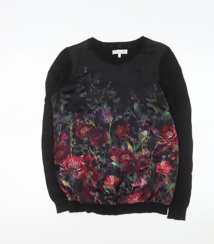 RJR John Rocha Women's Black Floral Long Sleeve Tunic Blouse Size 8