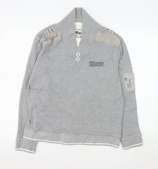 Lee Cooper Men's Grey Henley Sweatshirt Large