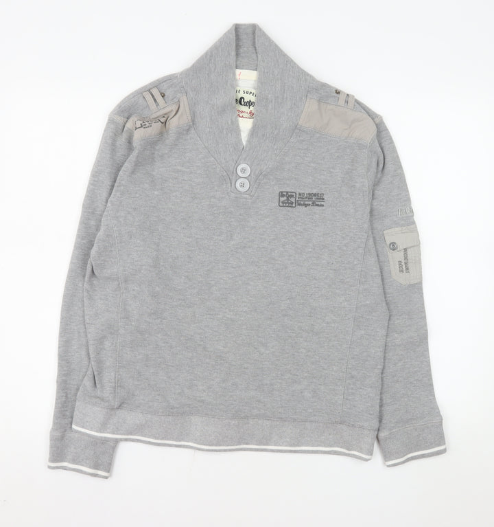 Lee Cooper Men's Grey Henley Sweatshirt Large