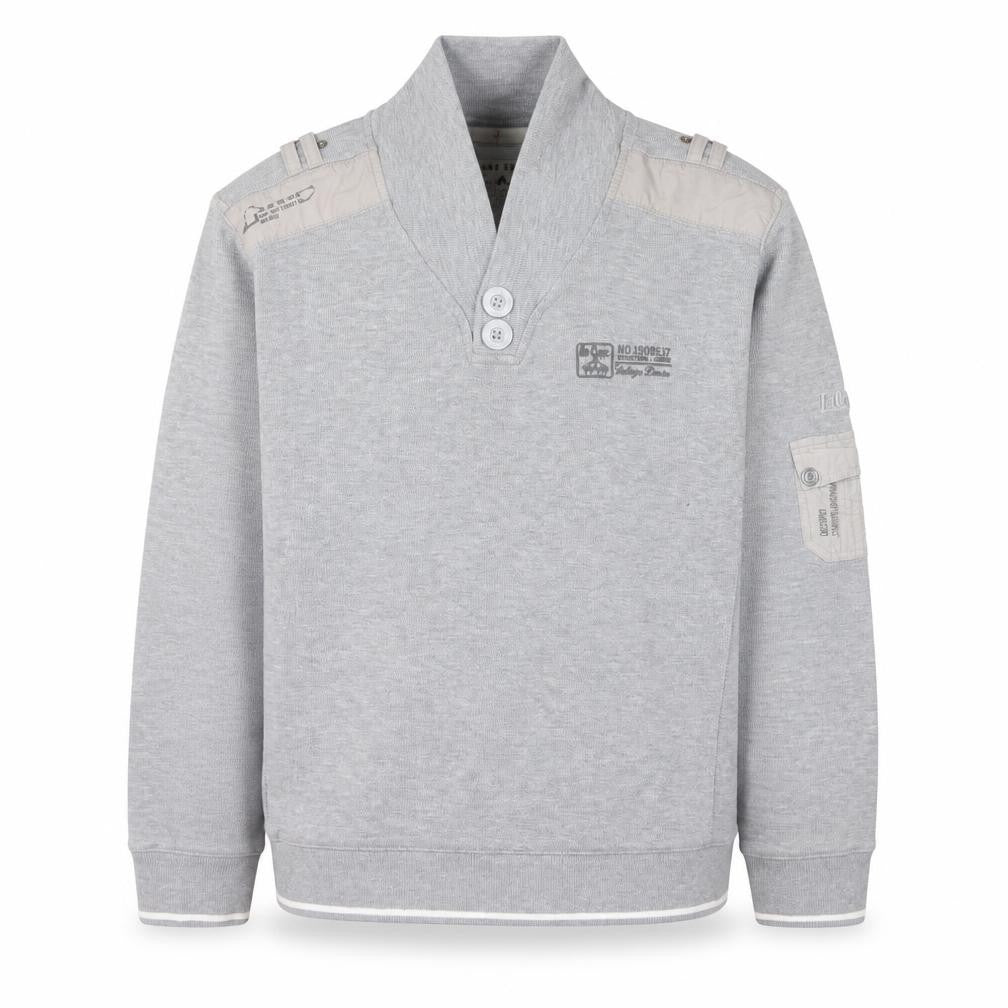 Front view of Lee Cooper Men's Grey Henley Sweatshirt Large