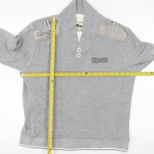 Lee Cooper Men's Grey Henley Sweatshirt Large