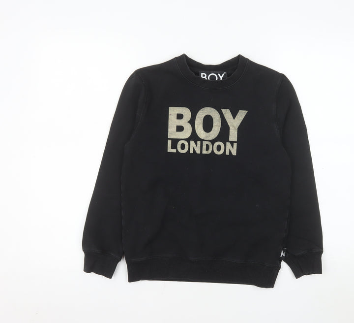 BOY London Boys Black Sweatshirt 11-12 Years Logo Print Crew Neck