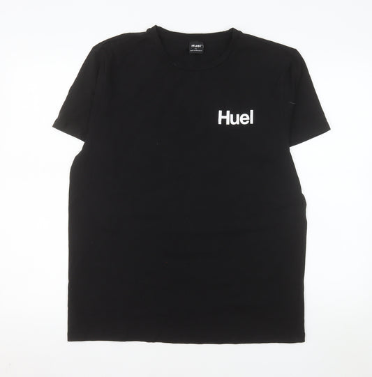 Huel Men's Black Short Sleeve Crew Neck Cotton T-Shirt Size L
