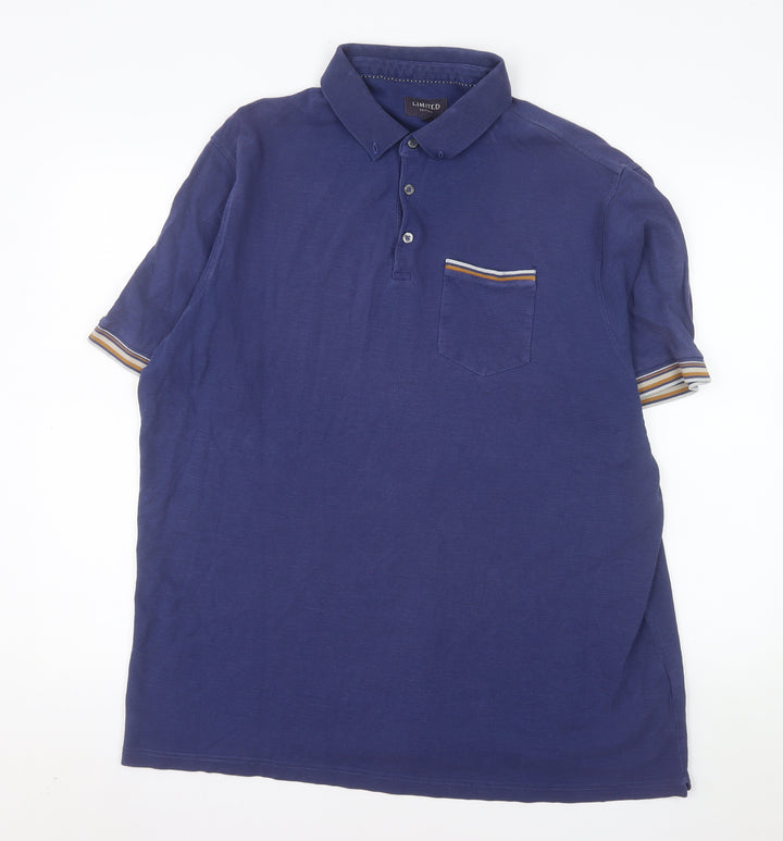 Marks and Spencer Men's Blue 2XL Cotton Polo Shirt