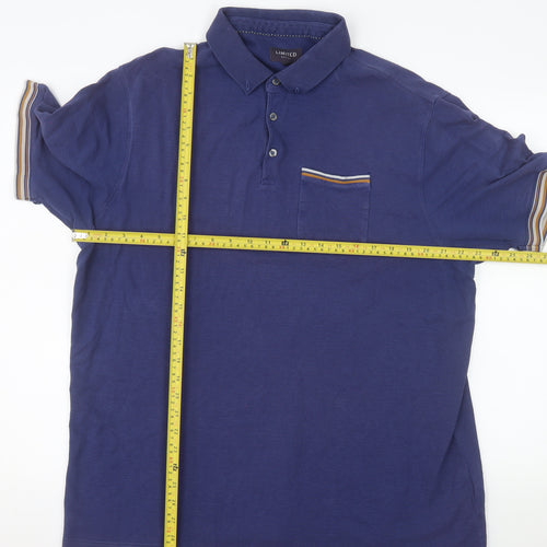 Marks and Spencer Men's Blue 2XL Cotton Polo Shirt