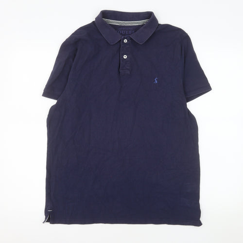 Joules Men's Blue Cotton Polo Shirt Size L Regular Fit