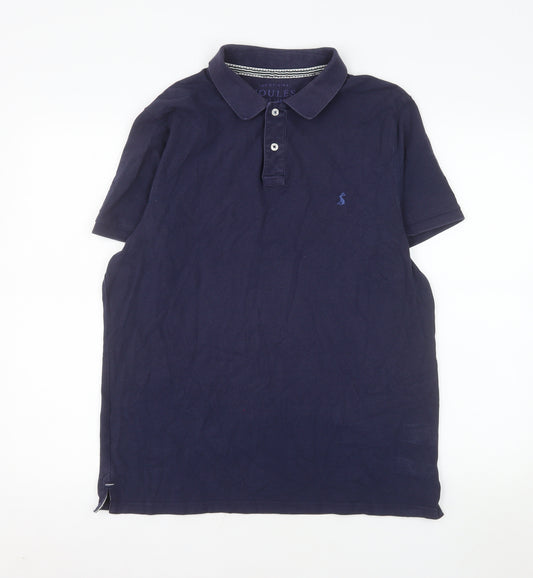 Joules Men's Blue Cotton Polo Shirt Size L Regular Fit