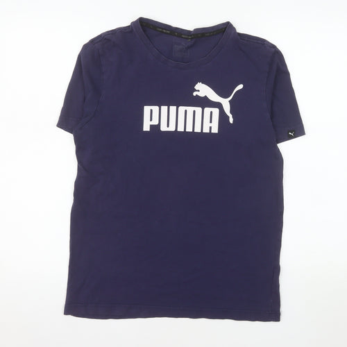 Puma Men's Navy Blue Cotton Crew Neck Short Sleeve T-Shirt M