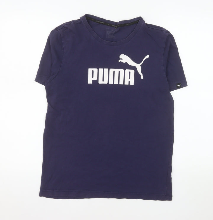 Puma Men's Navy Blue Cotton Crew Neck Short Sleeve T-Shirt M