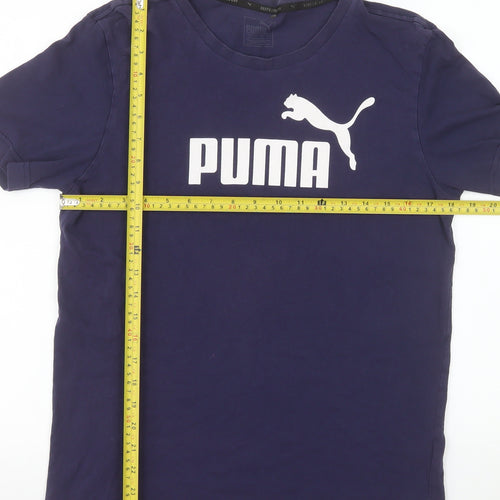 Puma Men's Navy Blue Cotton Crew Neck Short Sleeve T-Shirt M