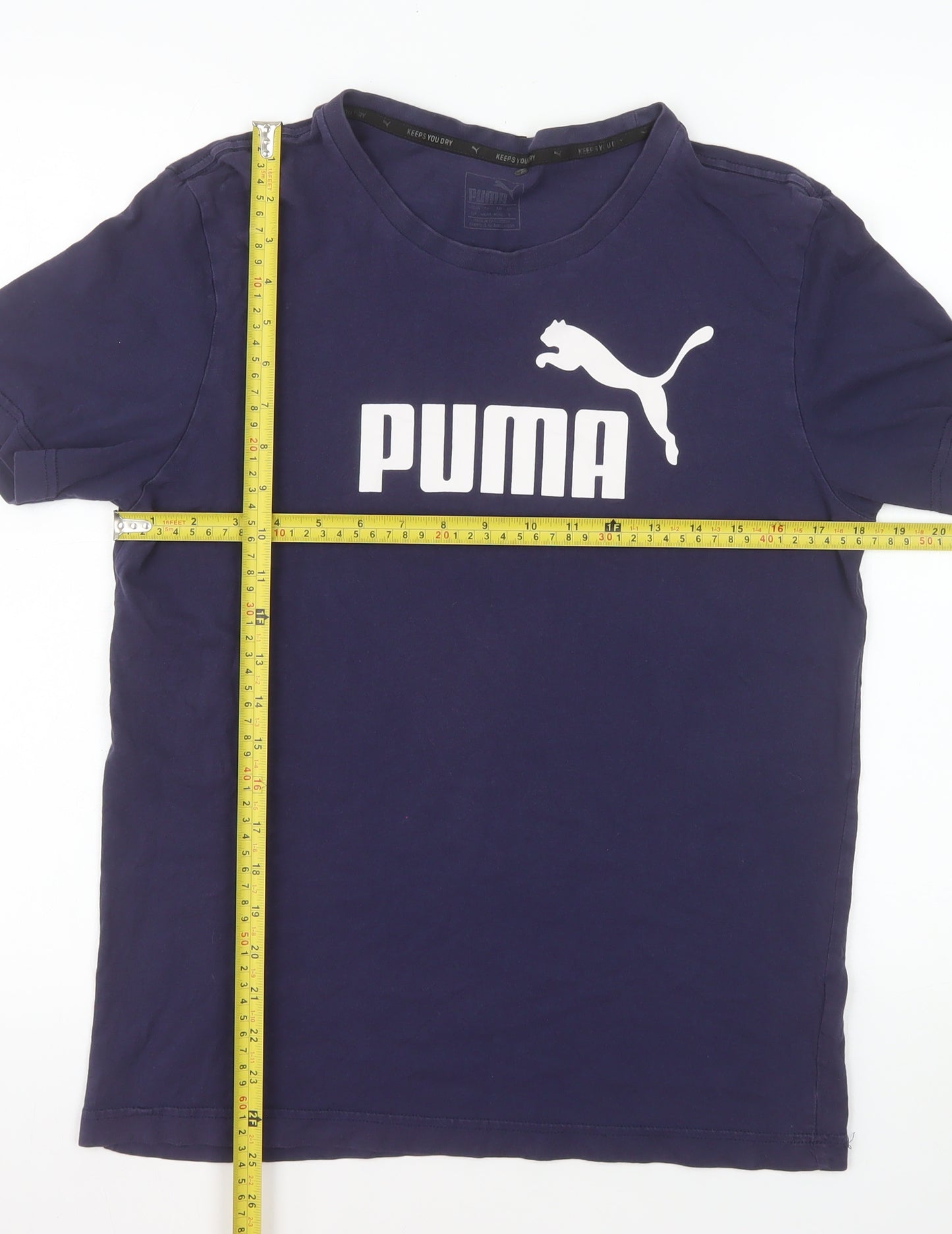 Puma Men's Navy Blue Cotton Crew Neck Short Sleeve T-Shirt M