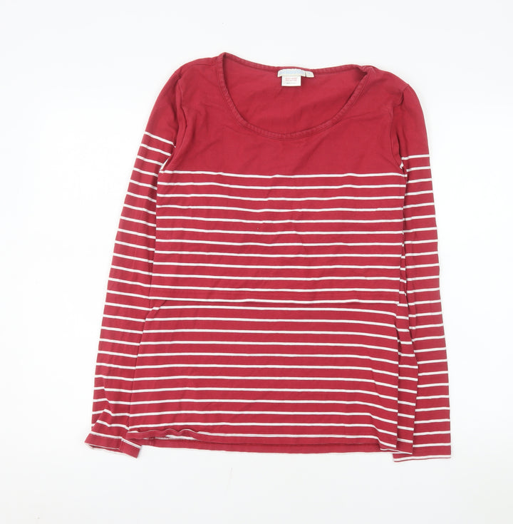 JoJo Maman Bébé Women's Red Striped Long Sleeve Jersey T-Shirt Size M
