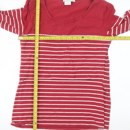 JoJo Maman Bébé Women's Red Striped Long Sleeve Jersey T-Shirt Size M