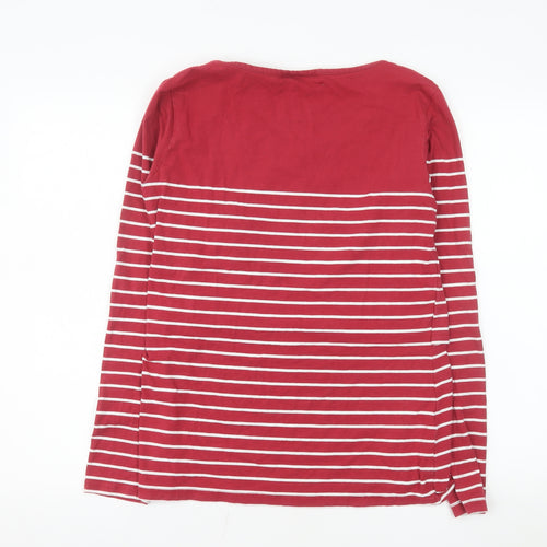 JoJo Maman Bébé Women's Red Striped Long Sleeve Jersey T-Shirt Size M
