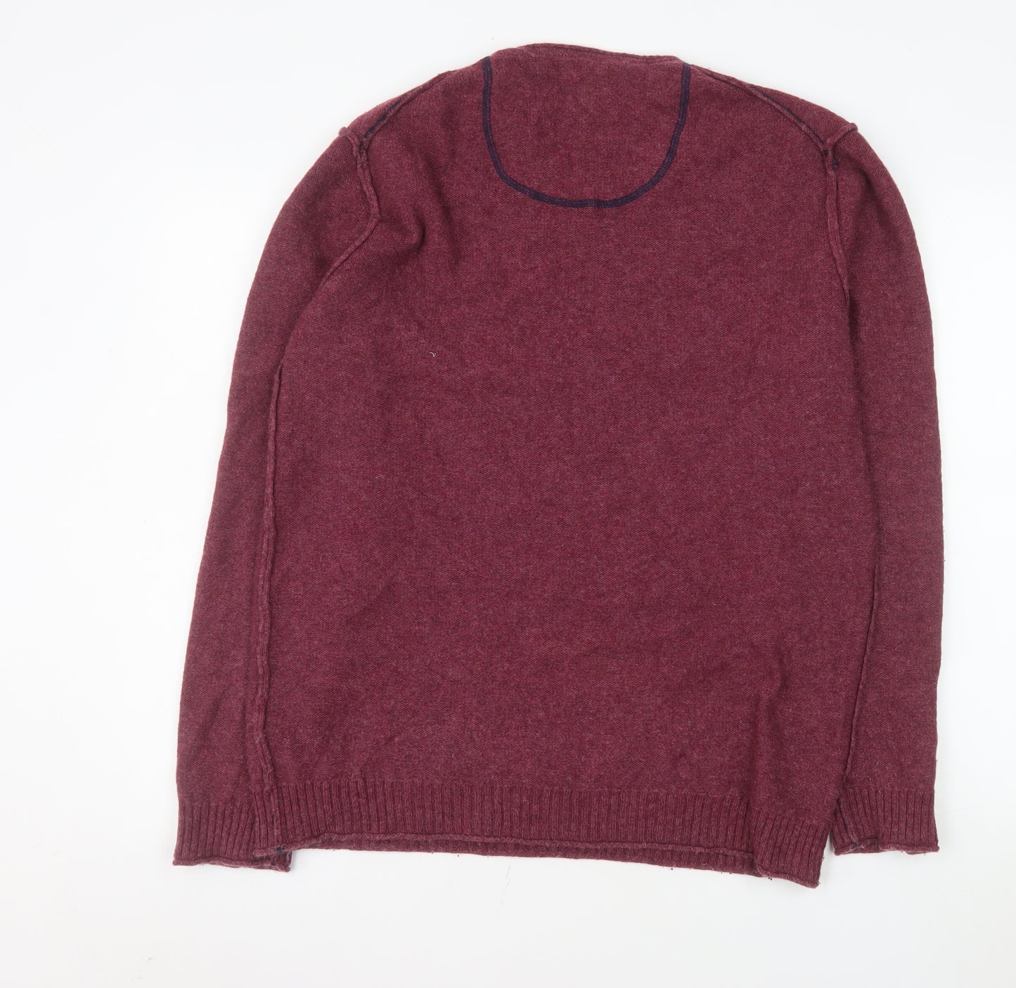White Stuff Men's Red Wool V-Neck Pullover Sweater Size L