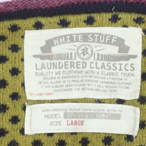 White Stuff Men's Red Wool V-Neck Pullover Sweater Size L