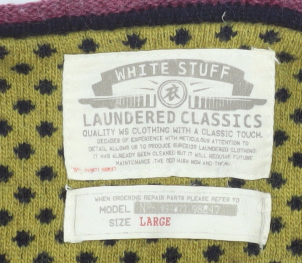 White Stuff Men's Red Wool V-Neck Pullover Sweater Size L