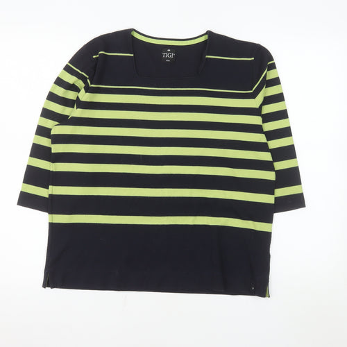 TIGI Women’s Multicoloured Striped 3/4 Sleeve T-Shirt Size 14