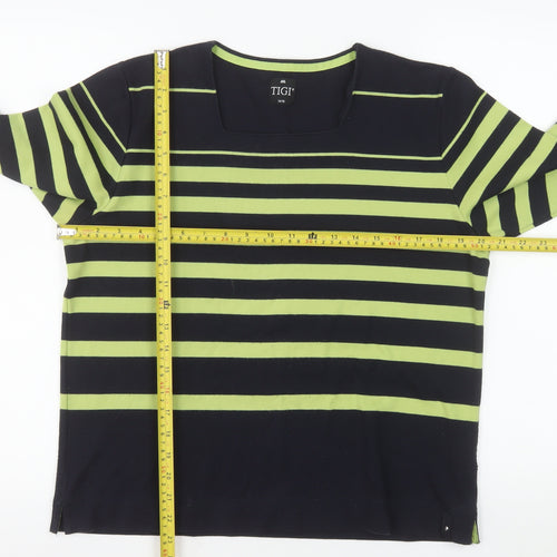 TIGI Women’s Multicoloured Striped 3/4 Sleeve T-Shirt Size 14