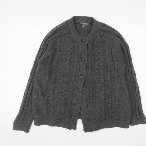 Laura Ashley Women's Grey Cable-Knit Wool Blend Cardigan UK 14