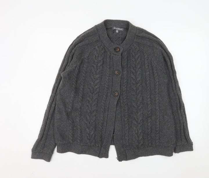 Laura Ashley Women's Grey Cable-Knit Wool Blend Cardigan UK 14