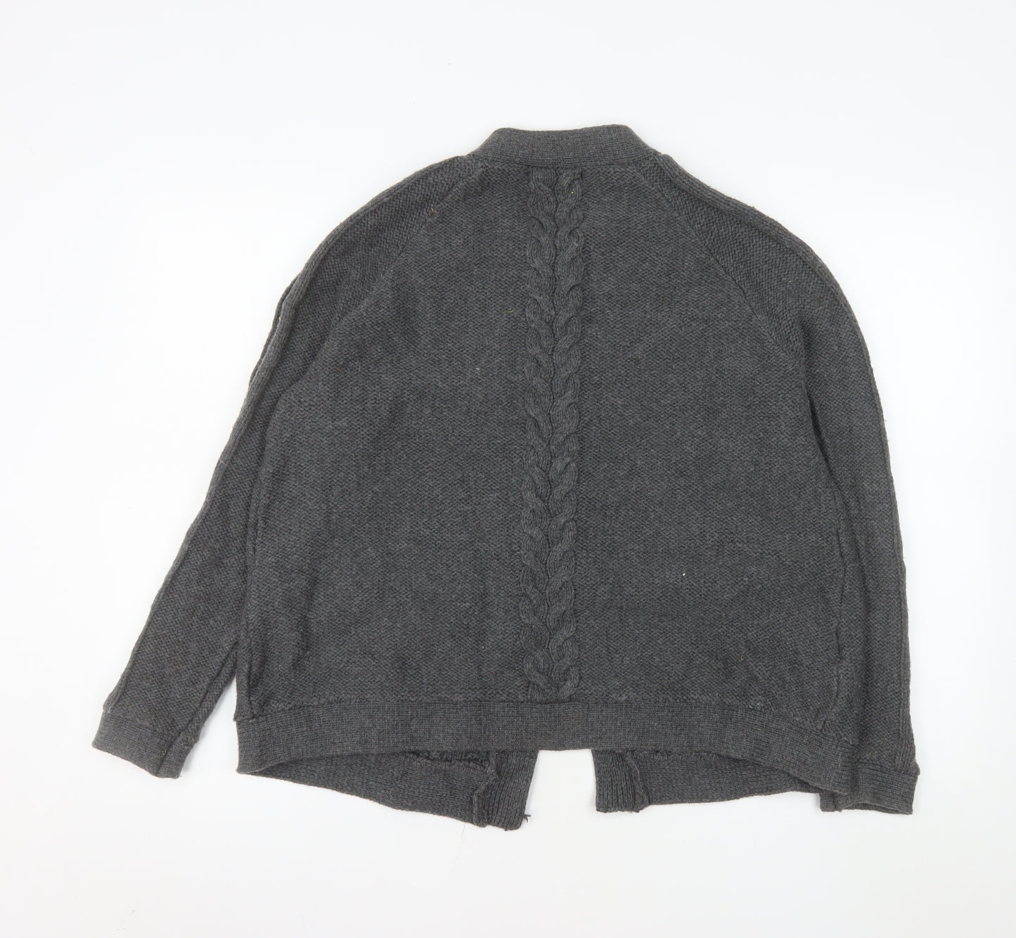 Laura Ashley Women's Grey Cable-Knit Wool Blend Cardigan UK 14