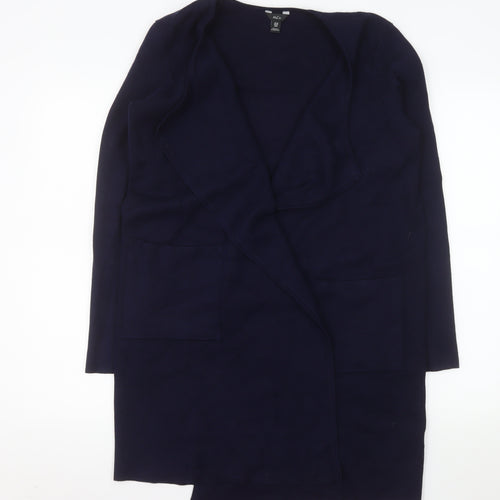 M&Co Women Blue Size 10 Open Front Long Sleeve Knit Cardigan