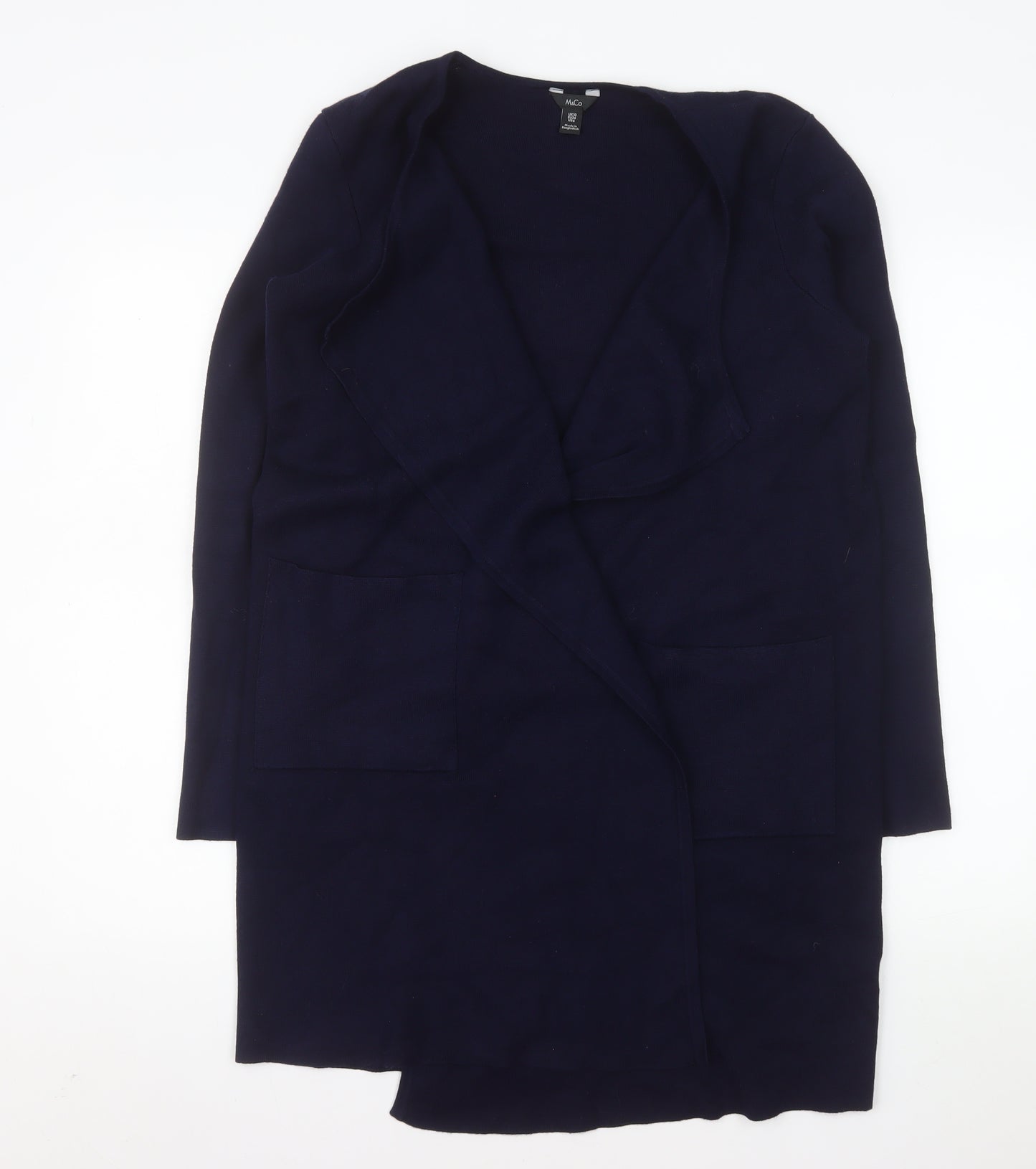 M&Co Women Blue Size 10 Open Front Long Sleeve Knit Cardigan