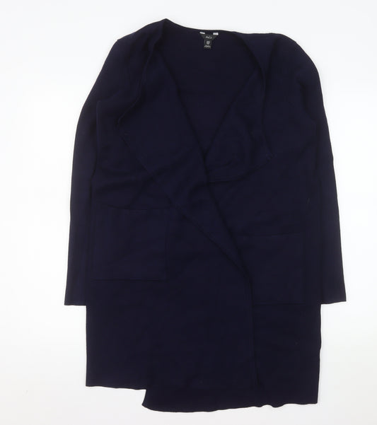 M&Co Women Blue Size 10 Open Front Long Sleeve Knit Cardigan